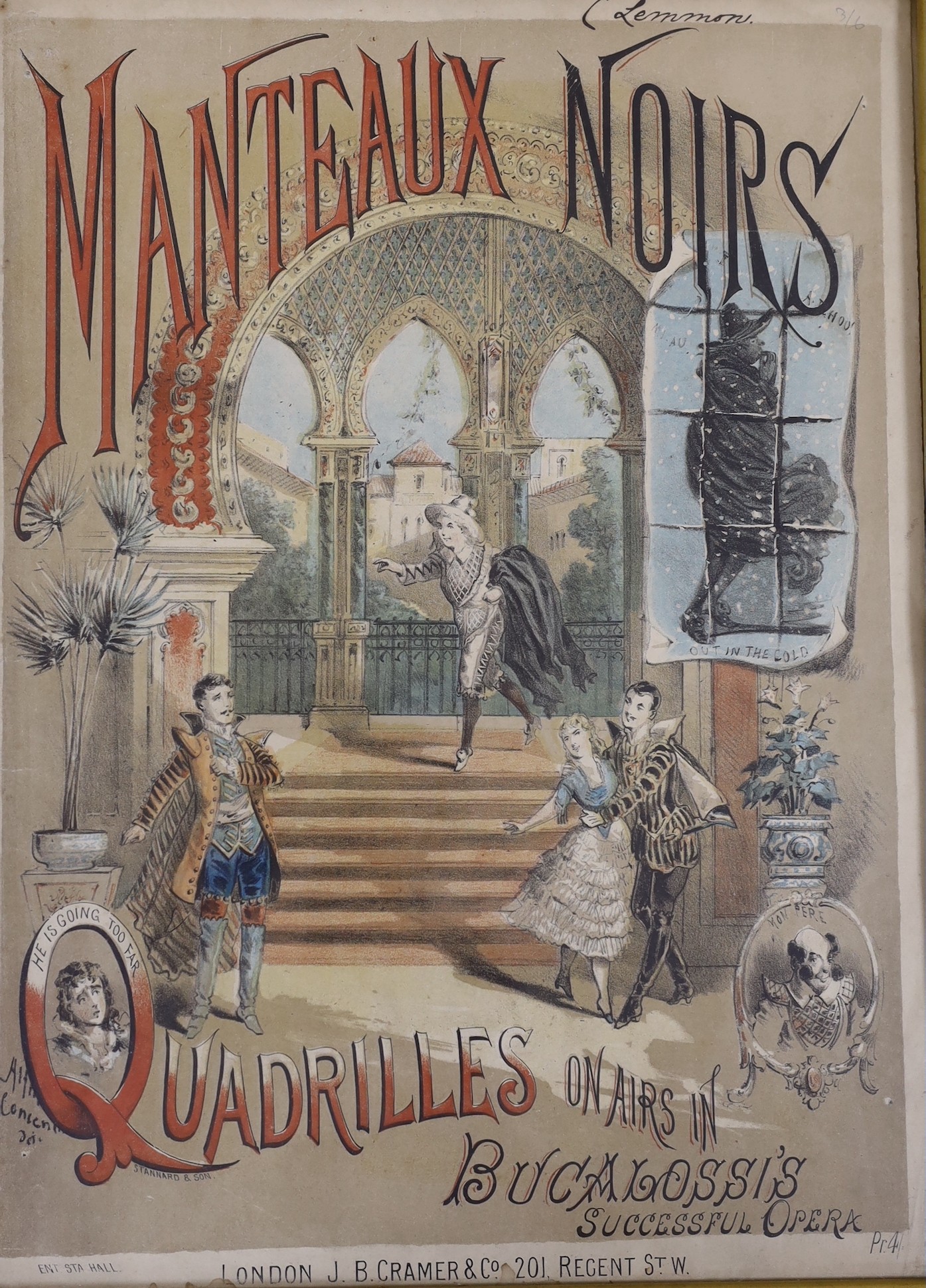 Four assorted Victorian music / play bills, Cyrus Dare 'I Want My Mumma', 'Manteaux Noirs', 'The Paul-Y-Toole-Why-Technic' and 'Faust Quadrille', approximately 33 x 24cm